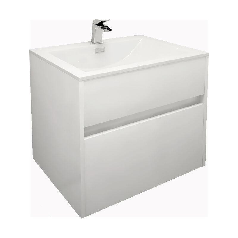 MUEBLE CON LAVATORIO PARA GRIFERIA BAJA SUNSET WHITE 60X48 CM