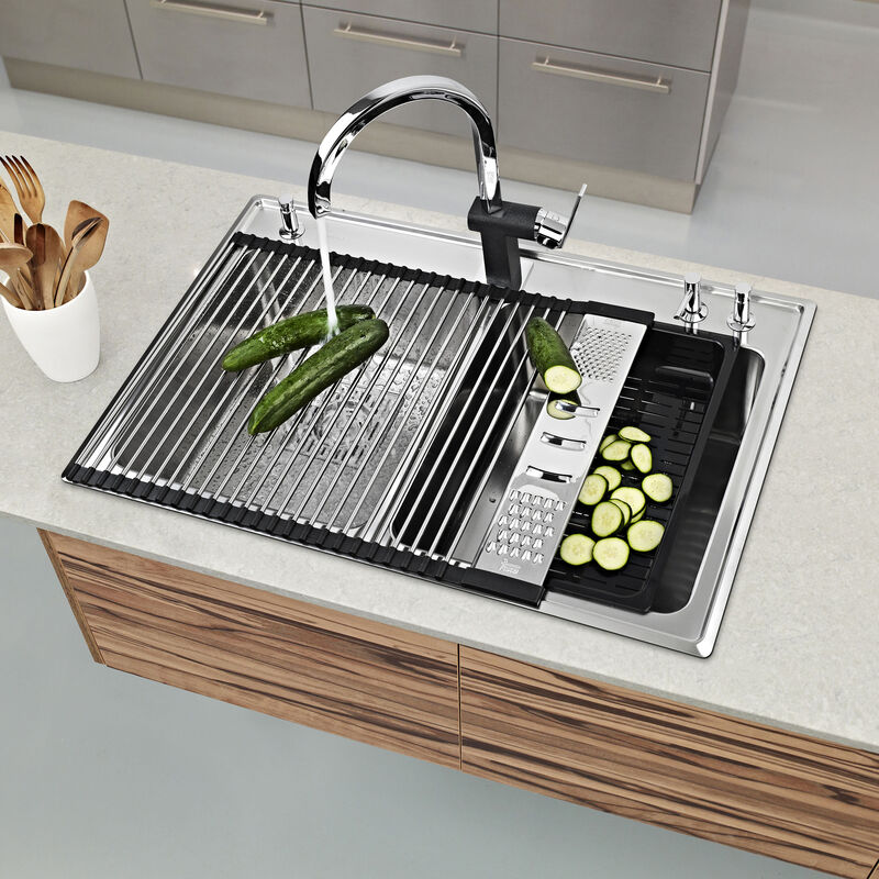 ESCURRIDOR ENRROLLABLE MULTIUSOS ACERO INOXIDABLE 58X42.8 CM