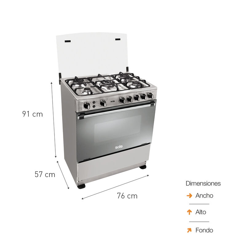 COCINA DE PIE COSOL026 76 CM 5 QUEMADORES 76X56X92 CM