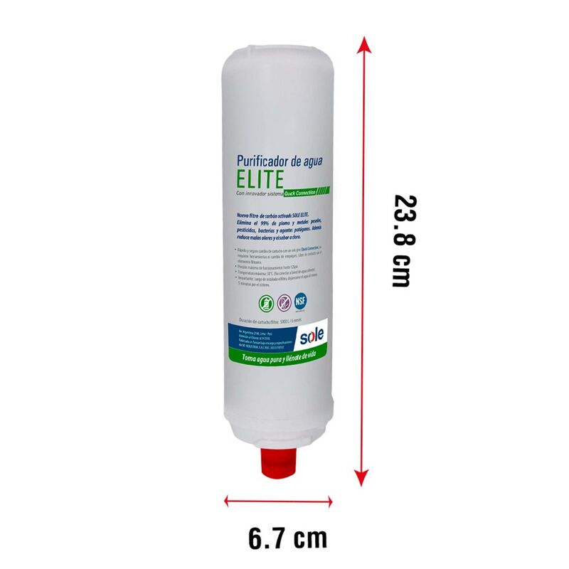 CARTUCHO PARA PURIFICADOR ELITE 23.8X6.7 CM