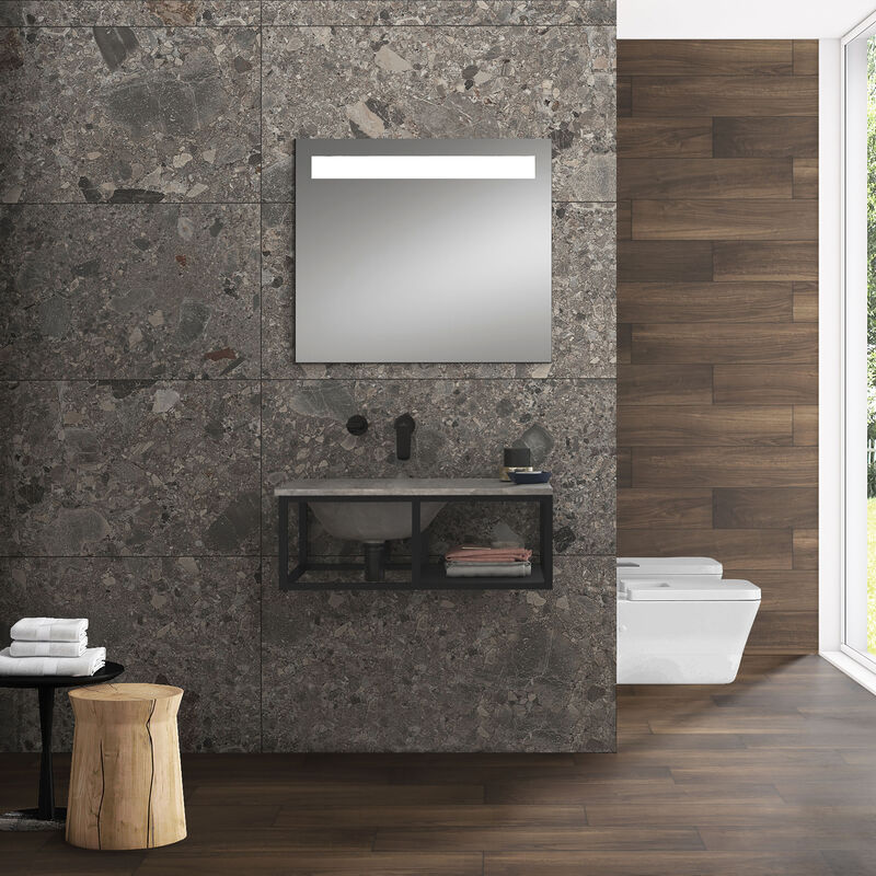 MUEBLE CON LAVATORIO PARA GRIFERIA A PARED VIGO GRIS 61X39X21CM (2 BULTOS)