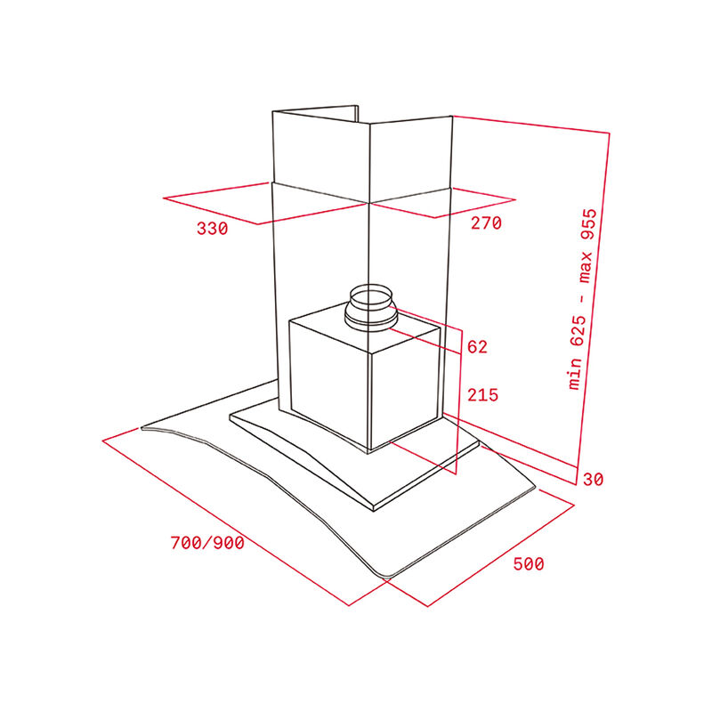 TEKA CAMPANA DE PARED NC-780 70 CM 1200 M3/H 70X50X98.5 CM CALIDAD COMERCIAL