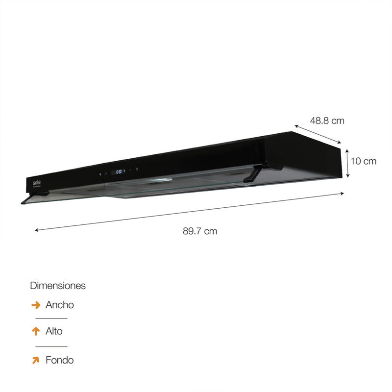CAMPANA LINEAL SLIM BLACK 89.7X48.8X10 CM