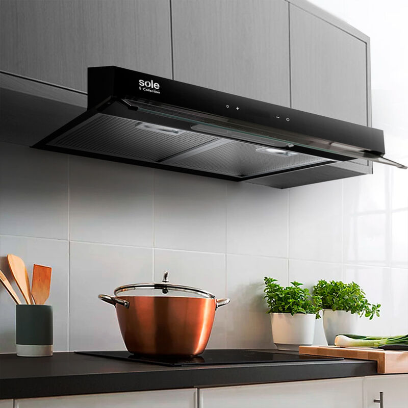 CAMPANA LINEAL SLIM BLACK 59.7X48.8X10 CM