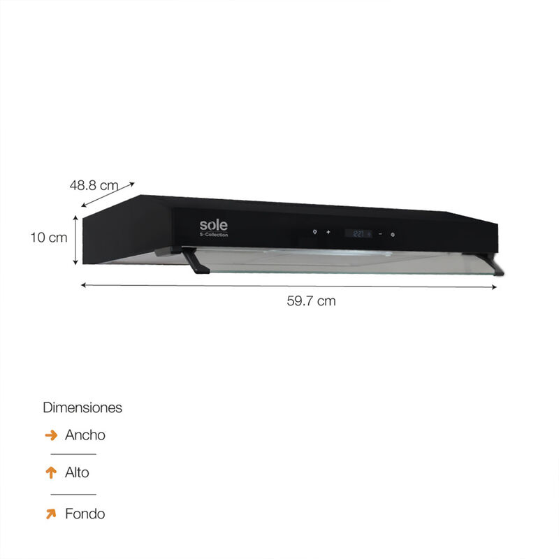 CAMPANA LINEAL SLIM BLACK 59.7X48.8X10 CM