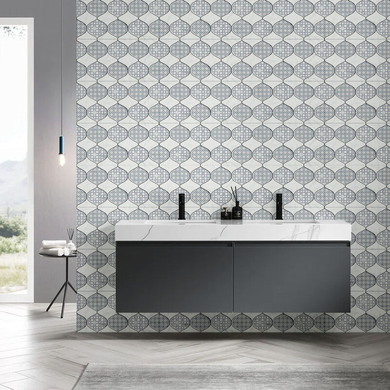 CERÁMICO ESMALTADO NIVAL HEXA WHITE BRILLO 30X60 CM