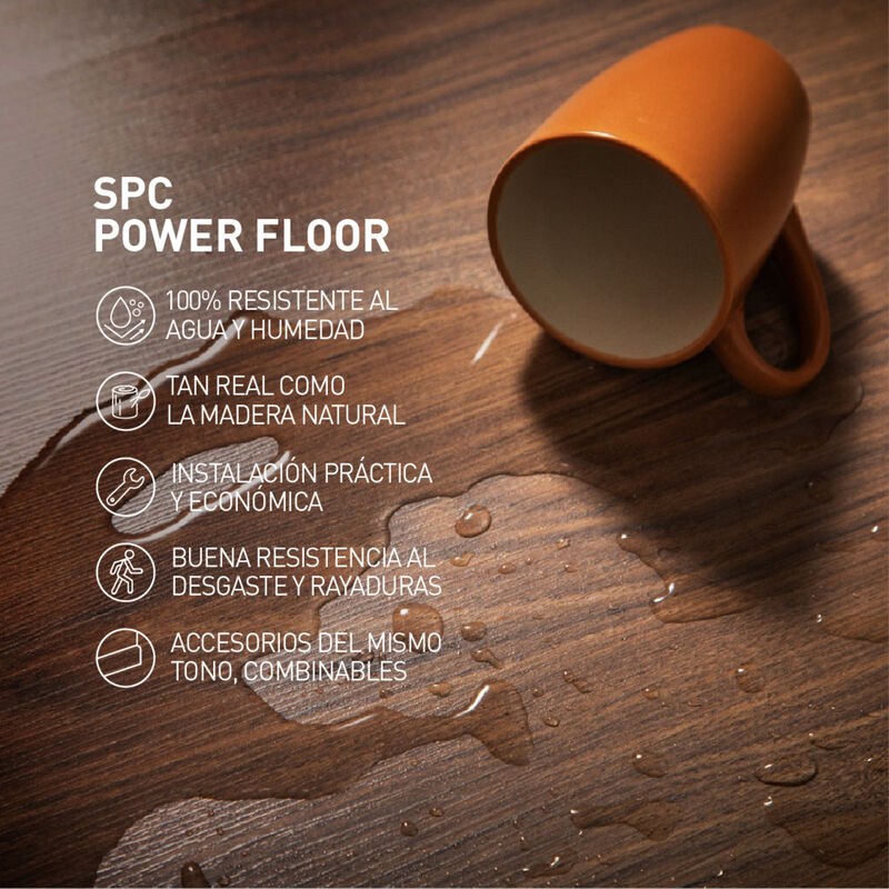 PISO SPC POWER FLOOR LIGNUM SOFT BEIGE ESPESOR: 5MM FORMATO: 121.9X18.3 CM