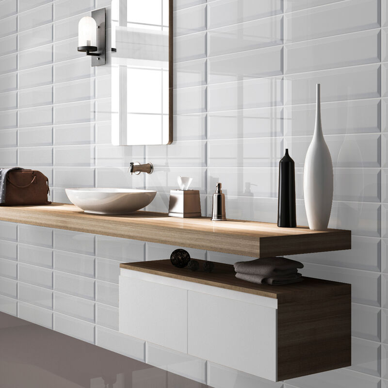 CERÁMICO ESMALTADO URBAN BRICK WHITE BRILLO 7.5X30 CM