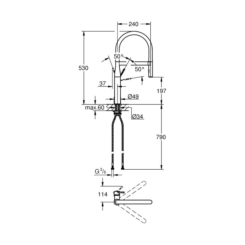 GROHE GRIFERÍA MONOCOMANDO DE COCINA ESSENCE CROMO