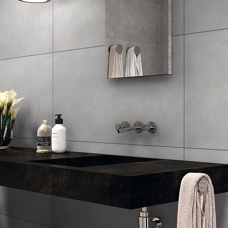 SEMIGRES ESMALTADO FINESSE MICROLINES GRAY MATE 45X90 CM