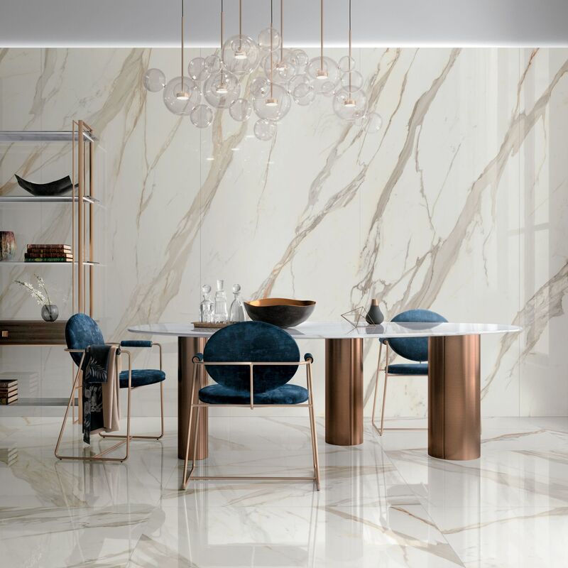 PORCELANATO ESMALTADO COSMOPOLITAN CALACATTA GOLD MATE 120X278 CM