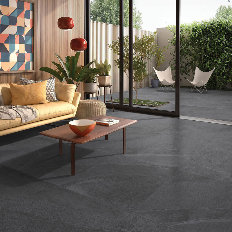 GRES PORCELÁNICO ESMALTADO FLAGSTONE CHARCOAL MATE 60X60 CM