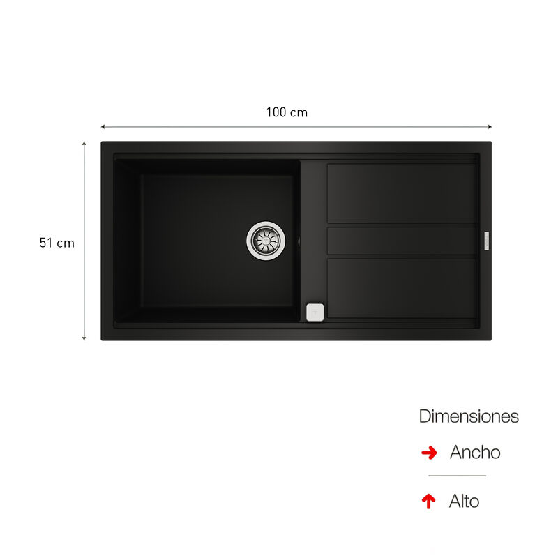 LAVADERO DE SOBREPONER NOVA 1 POZA 100X51X20 CM
