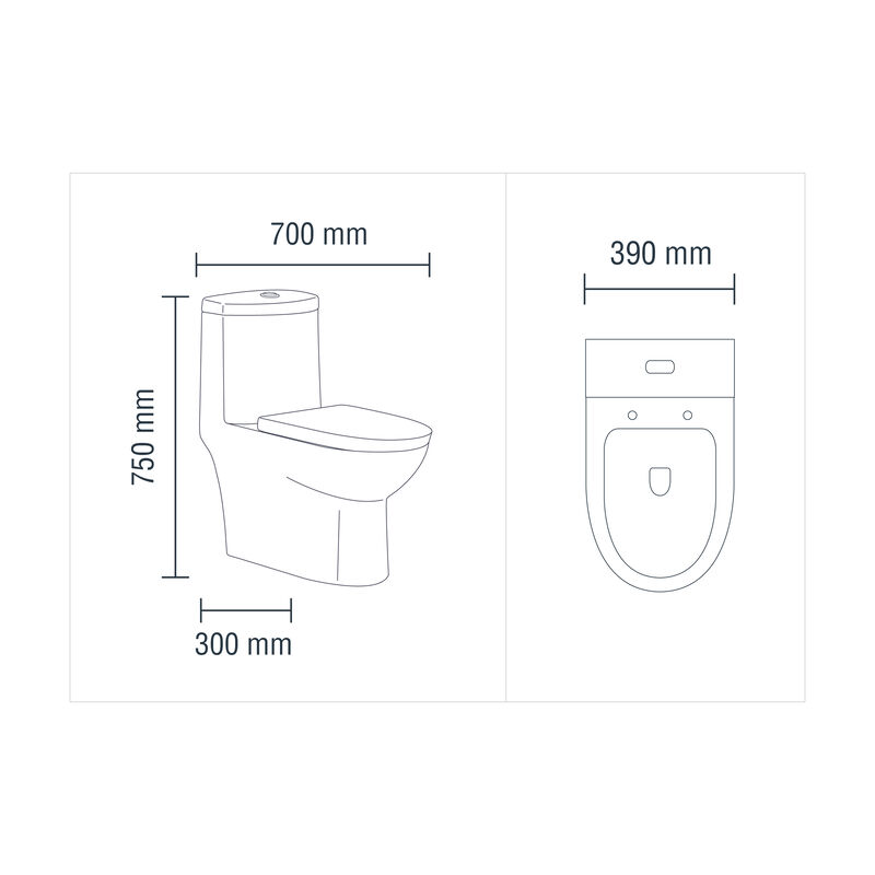 INODORO ONE PIECE APOLO BLANCO 3.5L / 4.8L - ELONGADO 70X39X75 CM