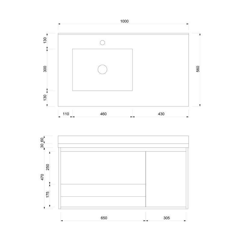 MUEBLE CON LAVATORIO SUSPENDIDO PRAGA BEIGE 100X56X50 CM
