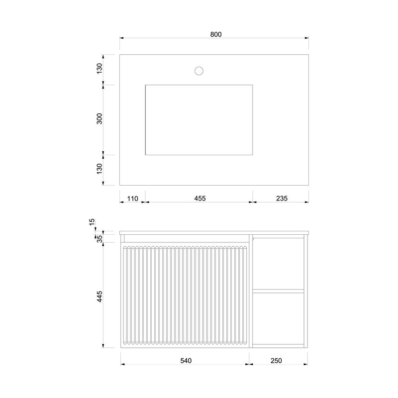 MUEBLE CON LAVATORIO SUSPENDIDO MILANO WHITE 80X56X50 CM