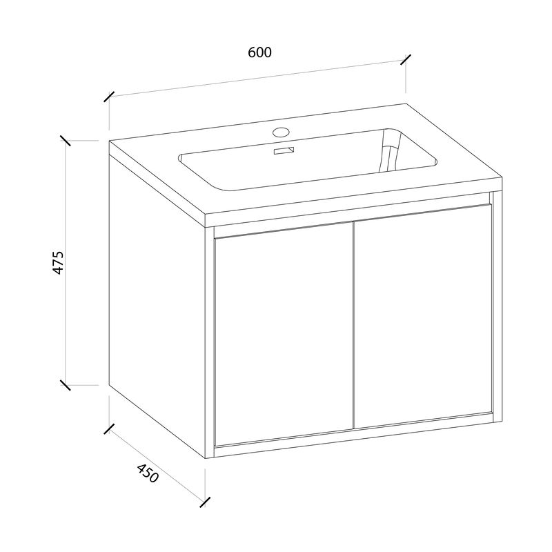 MUEBLE CON LAVATORIO SUSPENDIDO ALLEN WHITE 60.5X46.5X45 CM
