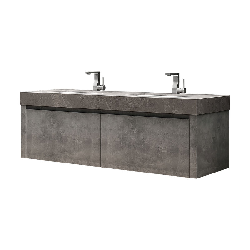 MUEBLE CON LAVATORIO SUSPENDIDO DOBLE CAPRI GREY 160X60X40 CM
