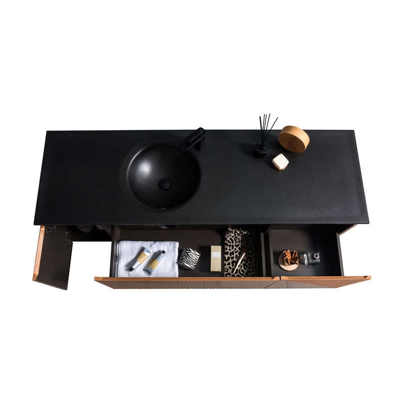 MUEBLE CON LAVATORIO SUSPENDIDO LEVEL CARAMEL 166X53X45 CM
