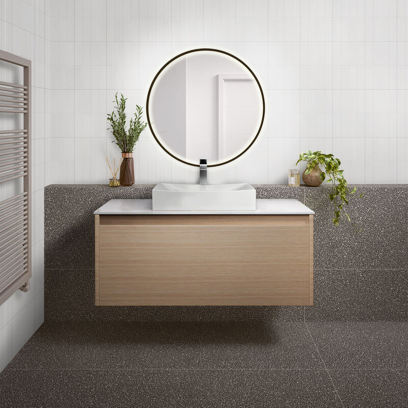 MUEBLE SIN LAVATORIO SUSPENDIDO MANTOVA BROWN 100X49X40CM CON TABLERO