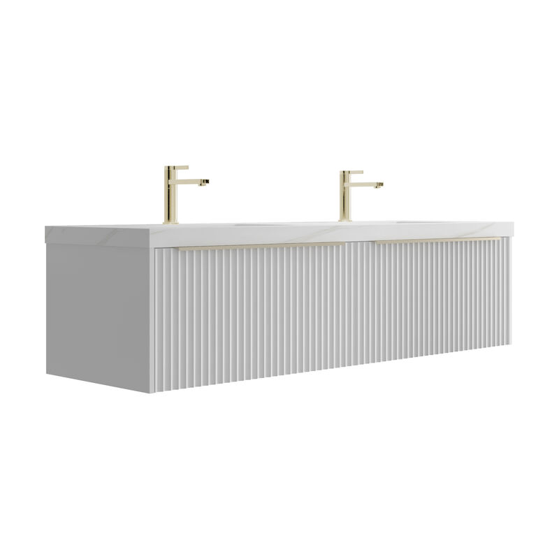 MUEBLE CON LAVATORIO SUSPENDIDO BARCELONA DOBLE WHITE 159X49.5X38 CM