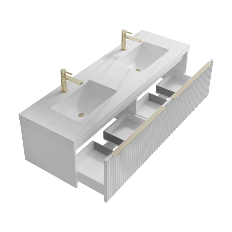 MUEBLE CON LAVATORIO SUSPENDIDO BARCELONA DOBLE WHITE 159X49.5X38 CM