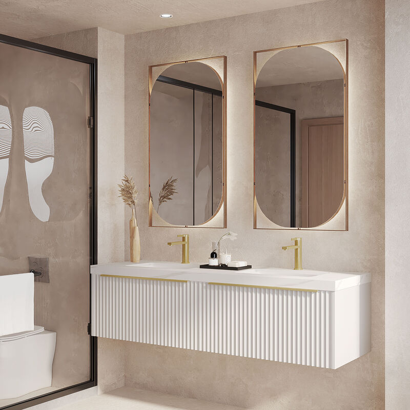 MUEBLE CON LAVATORIO SUSPENDIDO BARCELONA DOBLE WHITE 159X49.5X38 CM