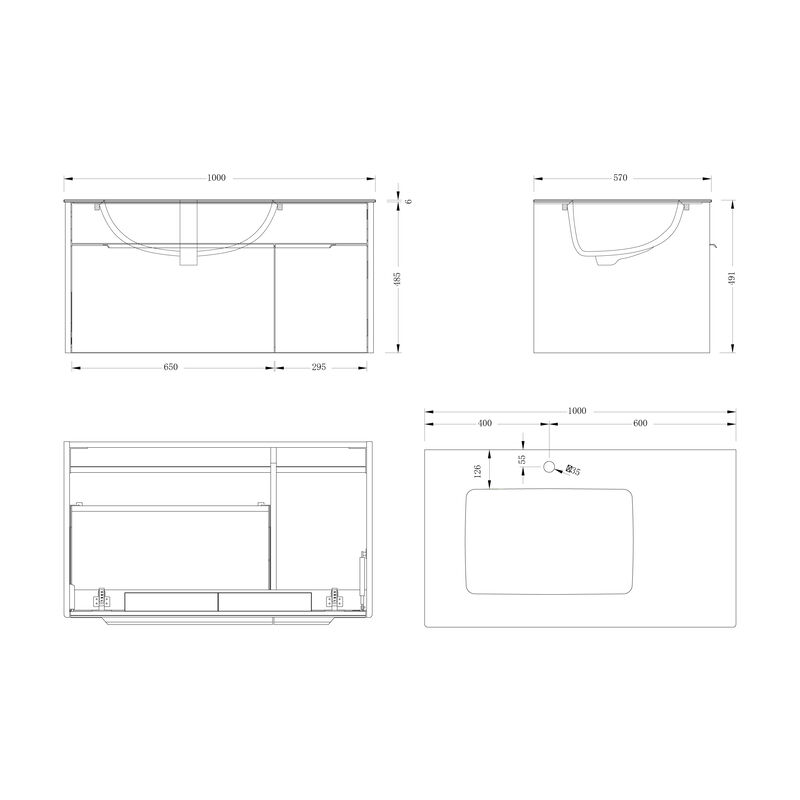 MUEBLE CON LAVATORIO SUSPENDIDO LAURA WHITE 100X56X49 CM