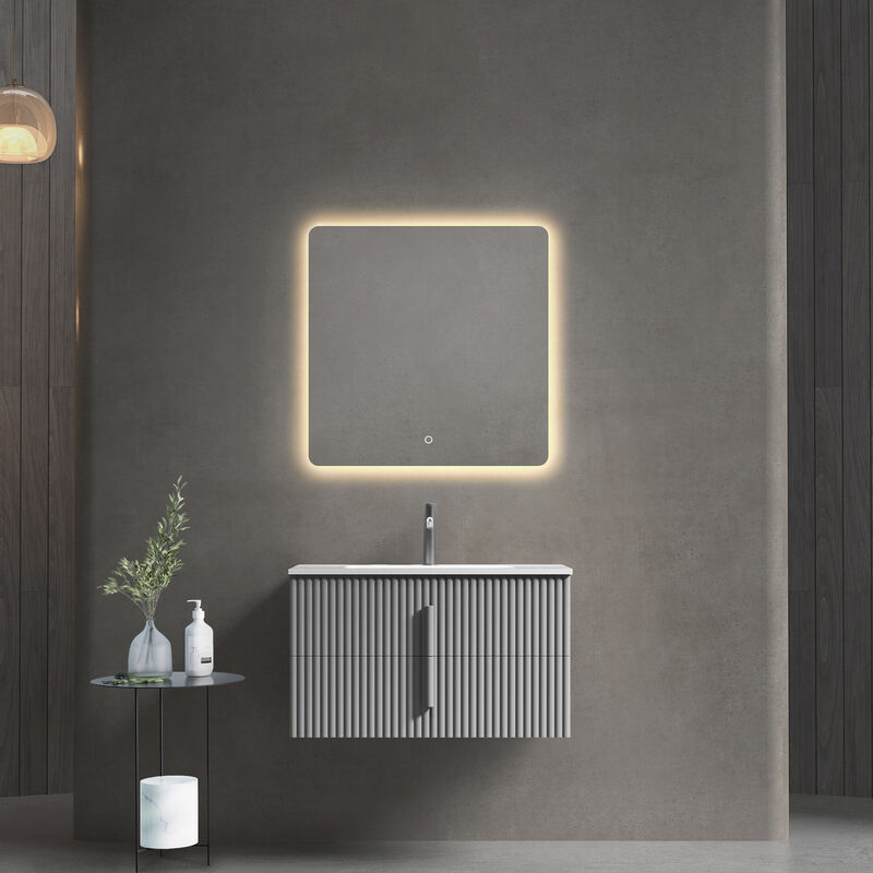 MUEBLE CON ESPEJO SUSPENDIDO LONDON GREY 80X50X53 CM MUEBLE CON ESPEJO SUSPENDIDO LONDON GREY 80X50X53 CM