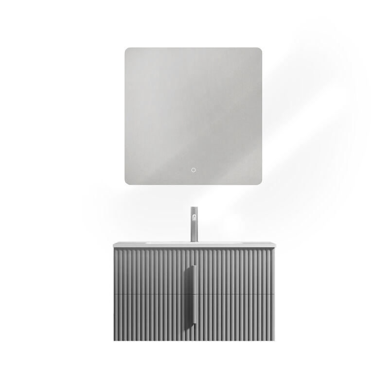 MUEBLE CON ESPEJO SUSPENDIDO LONDON GREY 80X50X53 CM MUEBLE CON ESPEJO SUSPENDIDO LONDON GREY 80X50X53 CM