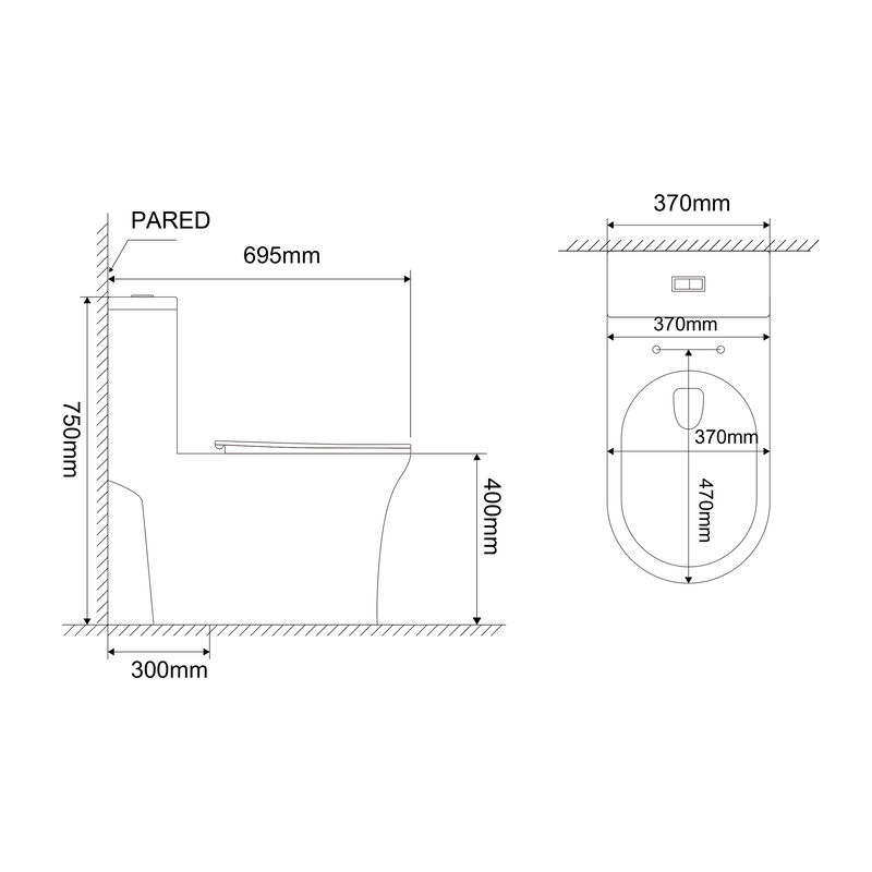 INODORO ONE PIECE PALERMO BLANCO 4L/6L - ARO ELONGADO 69.5X37X75 CM