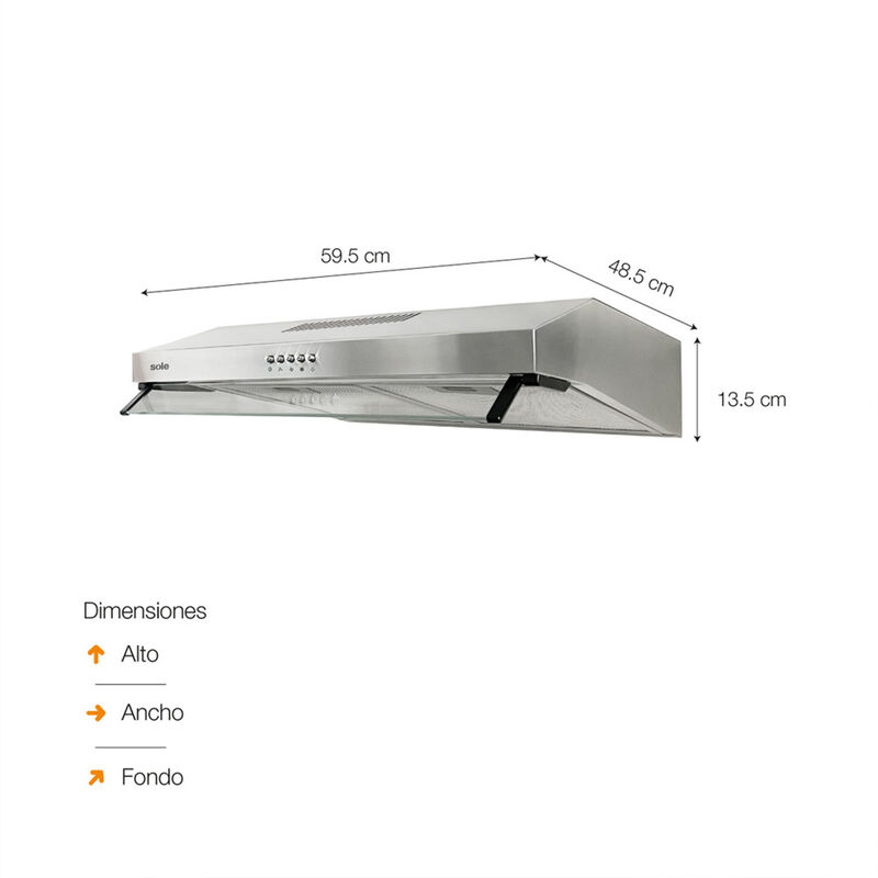CAMPANA LINEAL NUEVA ROMA 2 MOTORES 3 VELOCIDADES 450 M3/H 59.5X48.5X13.5 CM
