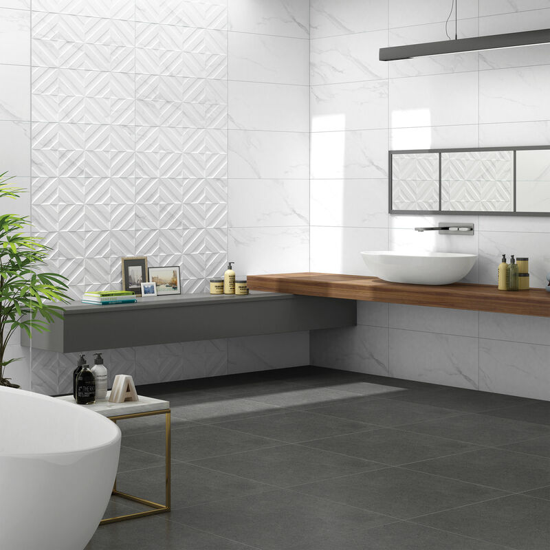 CERÁMICO ESMALTADO SIRET MARBLE BLANCO MATE 30X60 CM