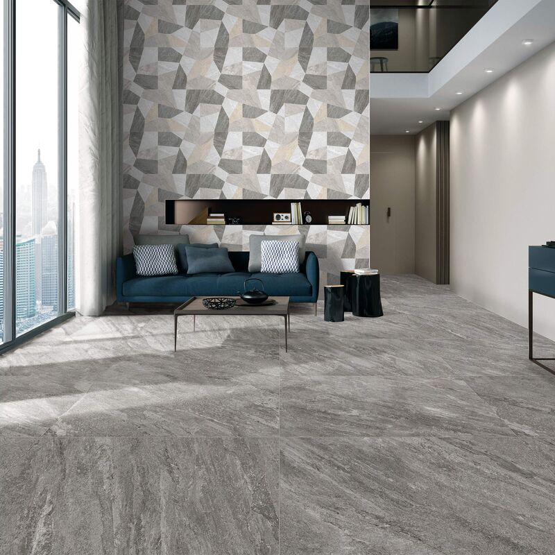 PORCELANATO ESMALTADO KORASLATE GRIS RÚSTICO 60X60 CM