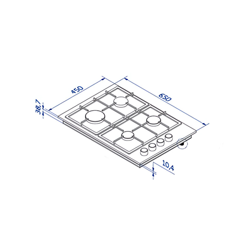 ENCIMERA A GAS SOLCO073 60 CM 4 QUEMADORES 65X45 CM