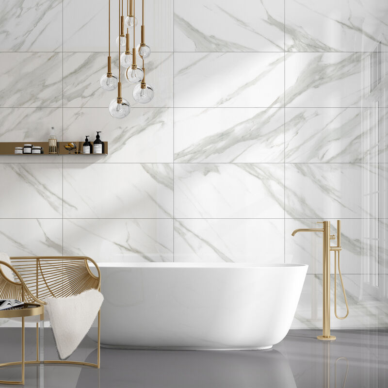 CERÁMICO ESMALTADO CARRARA WHITE BRILLO 30X60 CM