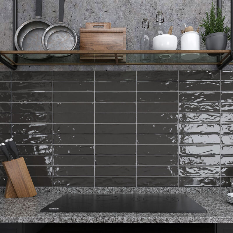 CERÁMICO ESMALTADO EDIMBURGO OBSIDIAN BRILLO 7.5X30 CM