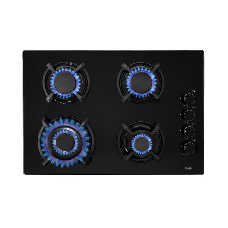 COCINA A GAS SOLCO047V3 VIDRIO TEMPLADO DOMÉSTICO 4 QUEMADORES 65CM