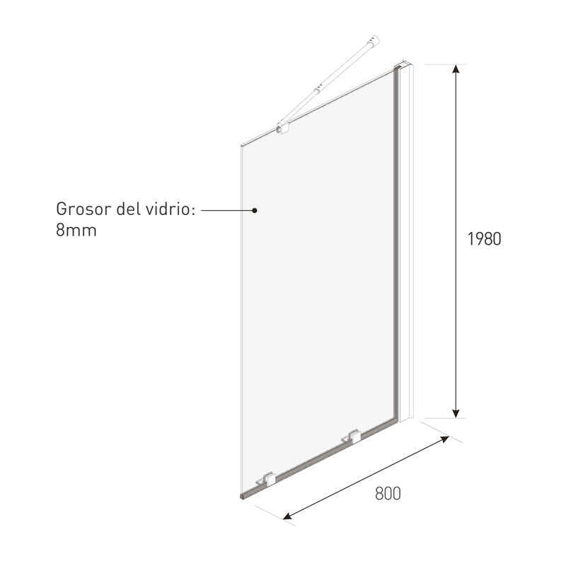 KLIPEN MAMPARA PARA DUCHA FIJA MINIMAL CROMADO 80X198CM 8MM