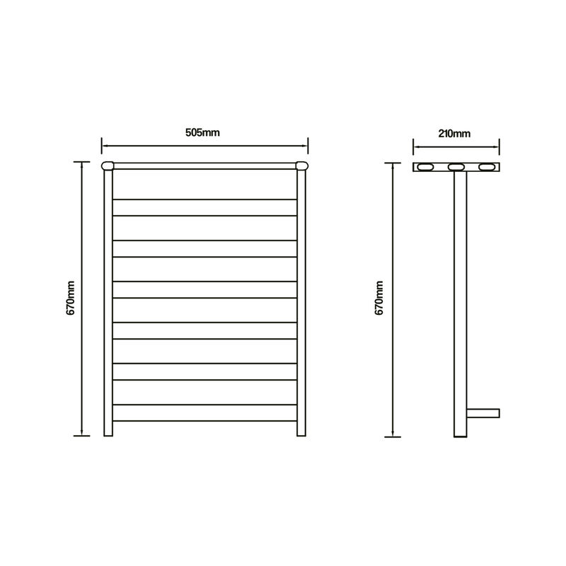 TOALLERO ELÉCTRICO REPUBLICA 50X67 CM NEGRO MATE 125W 220V