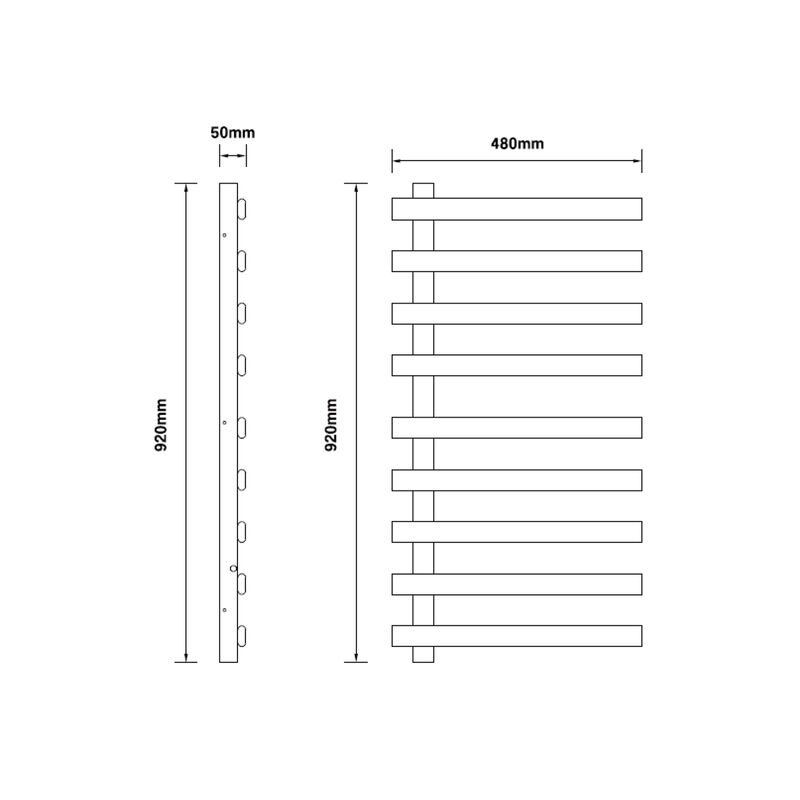 TOALLERO ELÉCTRICO MONARCA 48X92 CM NEGRO MATE 135W 220V