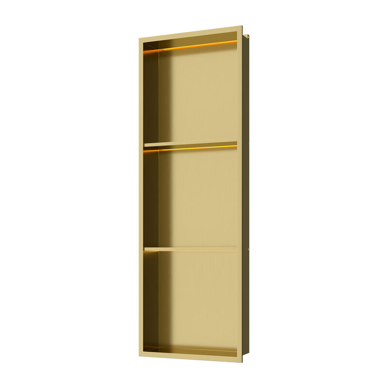 KLIPEN NICHO DECO 3 CUERPOS C/LUZ BLOCK DORADO 95X33X10CM