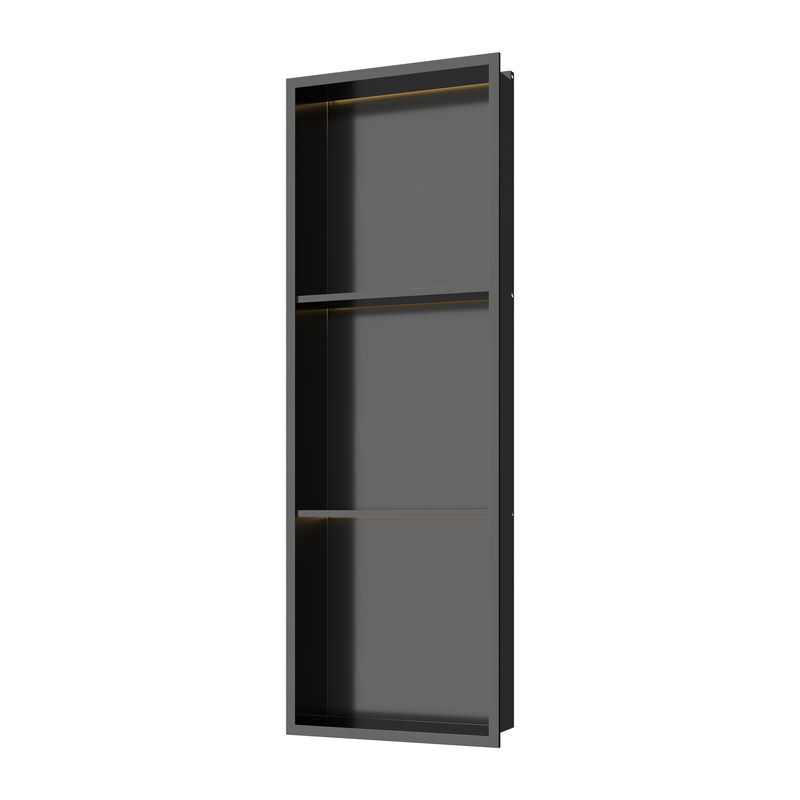 KLIPEN NICHO DECORATIVO 3 CUERPOS CON LUZ BLOCK GUN METAL 95X33X10CM