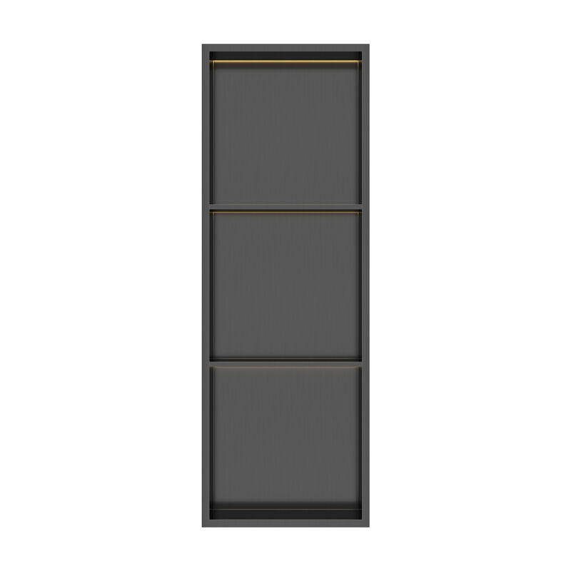 KLIPEN NICHO DECORATIVO 3 CUERPOS CON LUZ BLOCK GUN METAL 95X33X10CM
