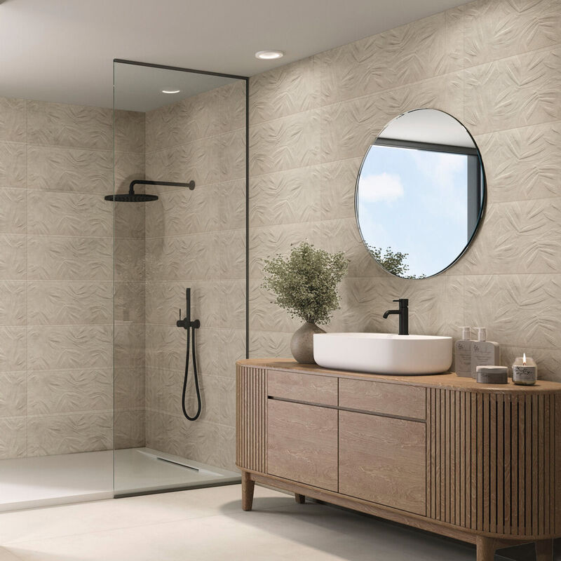 PORCELANATO ESMALTADO VILLAGE SOFT SABLE BLANCO DECORO MATE 30X90 CM