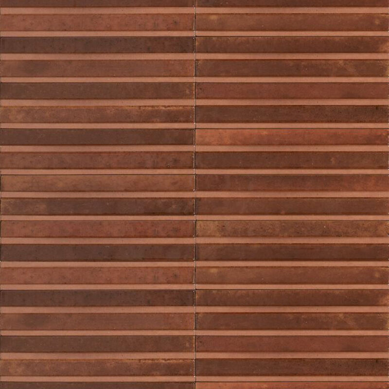 PORCELANATO ESMALTADO LUME CARAMEL STRUTTURA 3D RAKE LUX MARRÓN BRILLO 6X24 CM