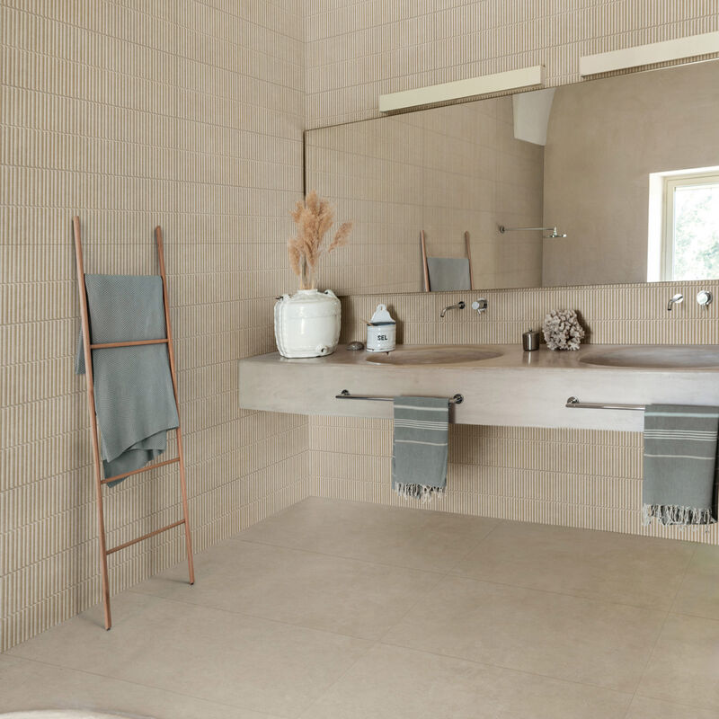 CERÁMICO ESMALTADO ROOM WALL MATCH 3D TAUPE MATE 30X90 CM