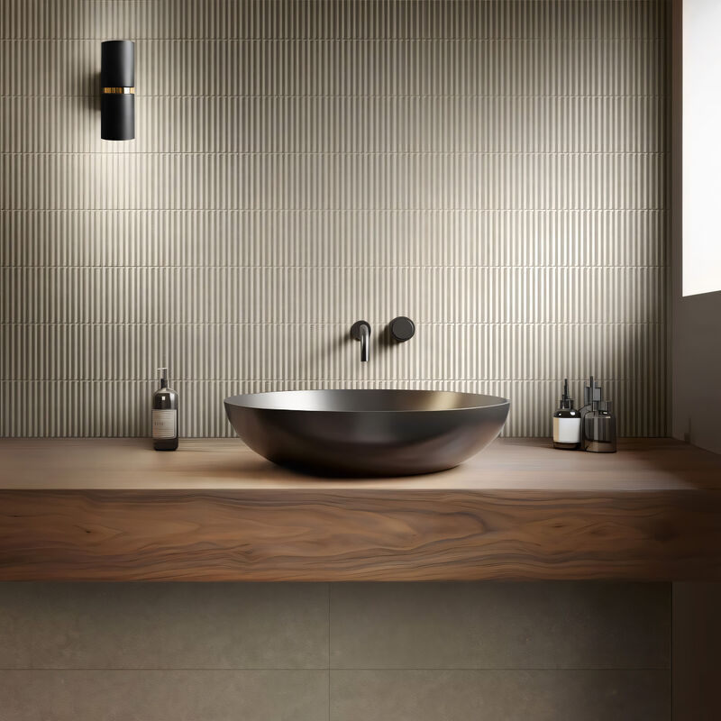 CERÁMICO ESMALTADO ROOM WALL MATCH 3D TAUPE MATE 30X90 CM