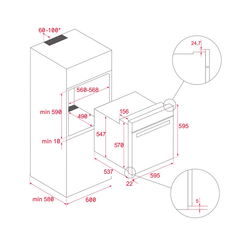 HORNO ELÉCTRICO HLB-8400 BK 60 CM 59.5X59.5 CM