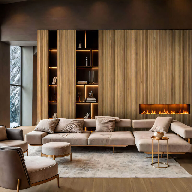 PORCELANATO ESMALTADO WOODWISE FLUTED AUBURN BEIGE MATE 120X280 CM